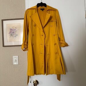 Bebe Golden Yellow Silk Lined Trench Coat